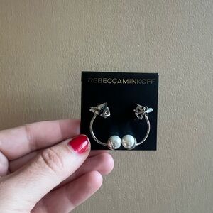 Rebecca Minkoff Silver Hoop Earrings with Pearls